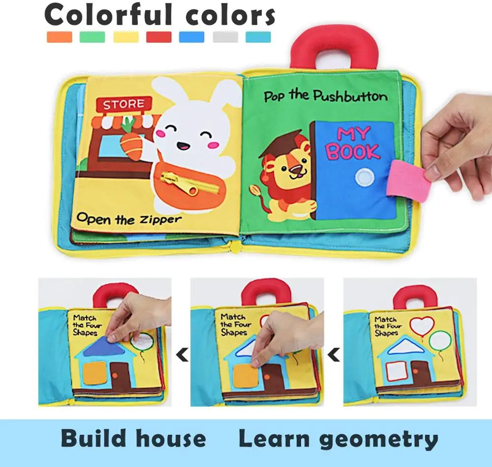 Детская развивающая 3d книга Beiens мягкая Тихая игрушка для детей погремушка