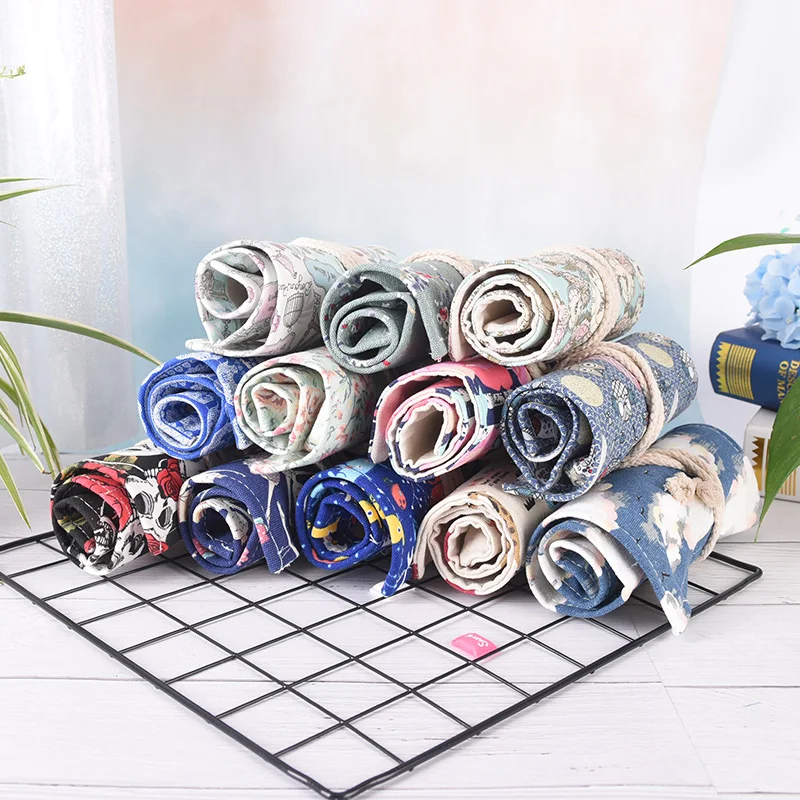 

36 hole pencil case big cartoon canvas wrap roll up pencil case pen brush bag