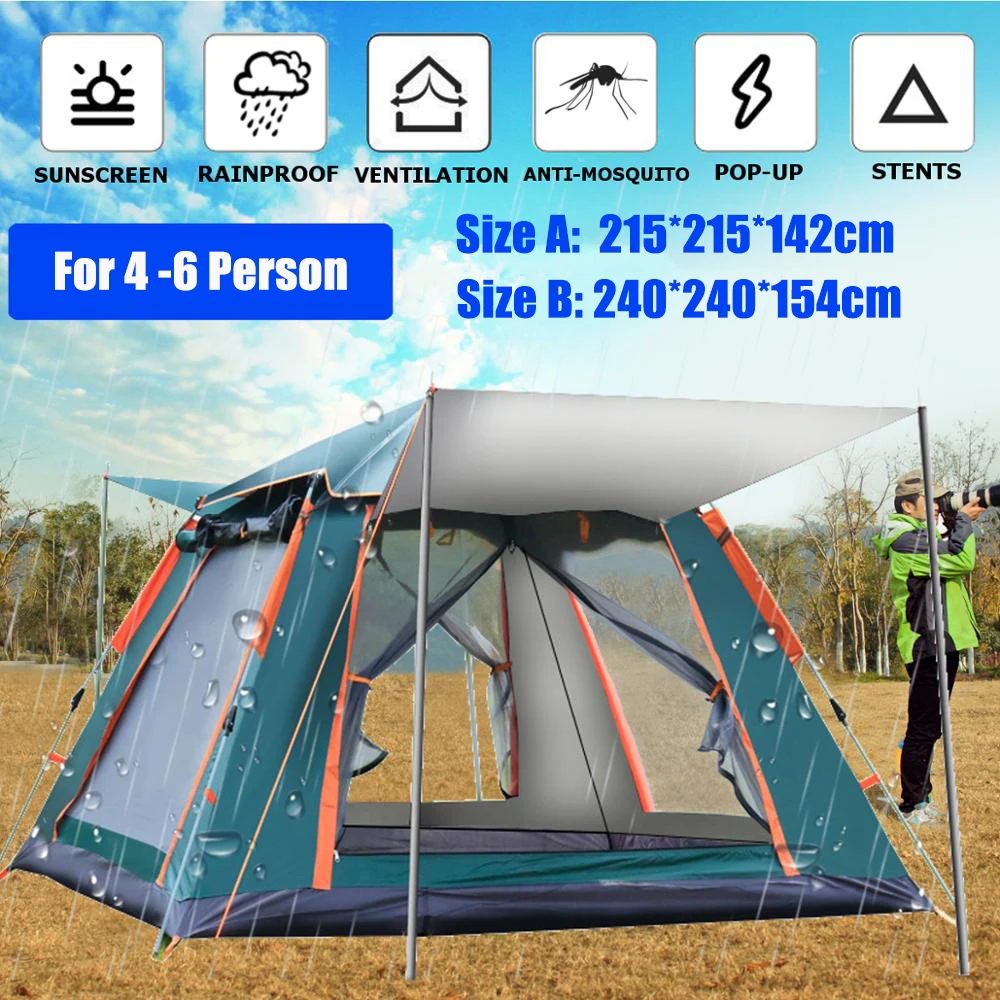 

4-5 Person Automatic Camping Tent Outdoor Ultralarge Large Family Tourist Tent Double Layer Waterproof Easy Setup Hiking Tents