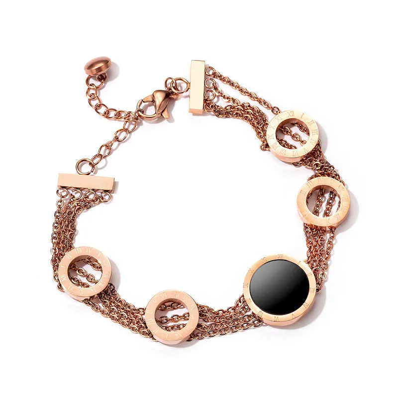 

Geometric Multi Layer YSM Jewelry 2020 Trend Stainless Steel Bracelet For Women 24K Rose Gold Korean Style Bracelet B303