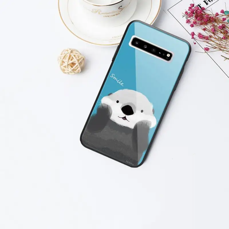 

Cute panda Phone Case For Galaxy Tempered Glass Cases Apply To S10 S9 S8 S7 S6edge Plus TPU Cover