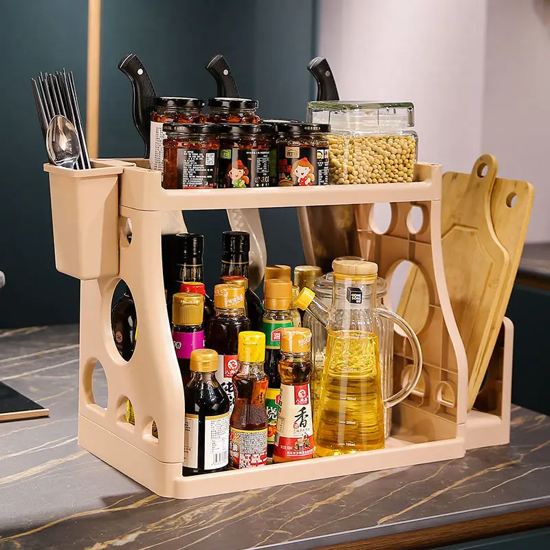Полка для кухни напольная стойка специй палочки еды трубка многослойная