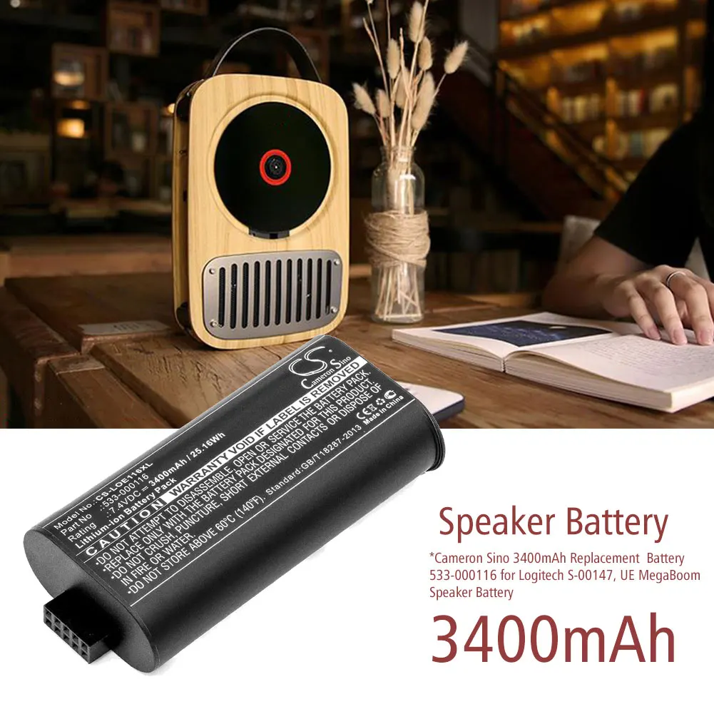 Cameron Sino 3400mAh сменная батарея 533-000116 для logitech S-00147, UE MegaBoom акустическая батарея