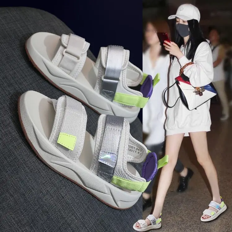 

Sports sandals women's summer 2021 new flat bottomed versatile thick sole Street comfortable soft sole Roman shoes sneaker