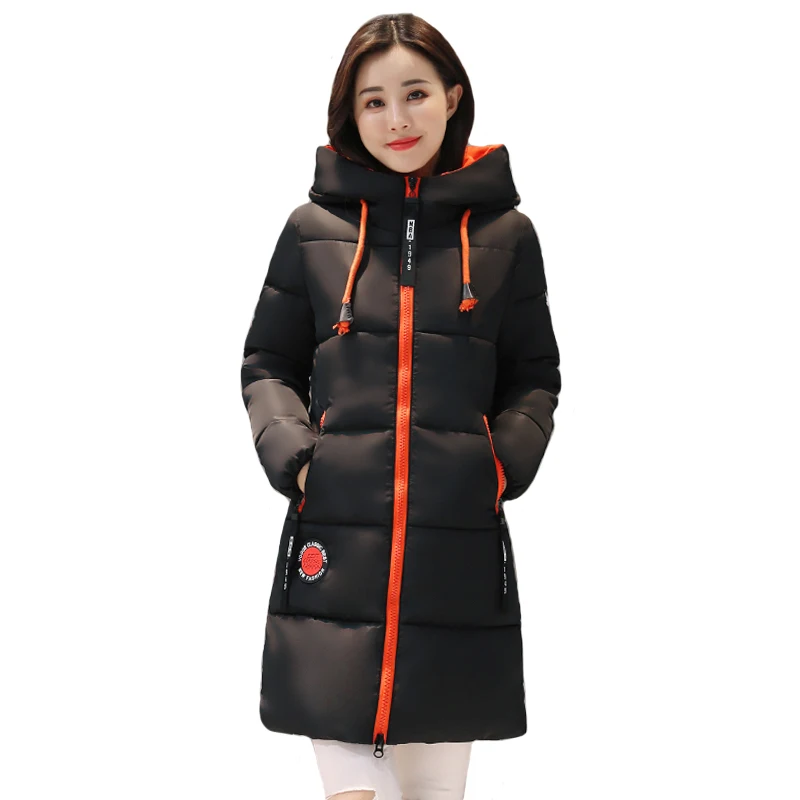 

2021 New Winter Long Jacket For Women Parka Hooded Warm Thick Slim Stand Collar Solid Casual Outwear Coat Zipper Jackets Women