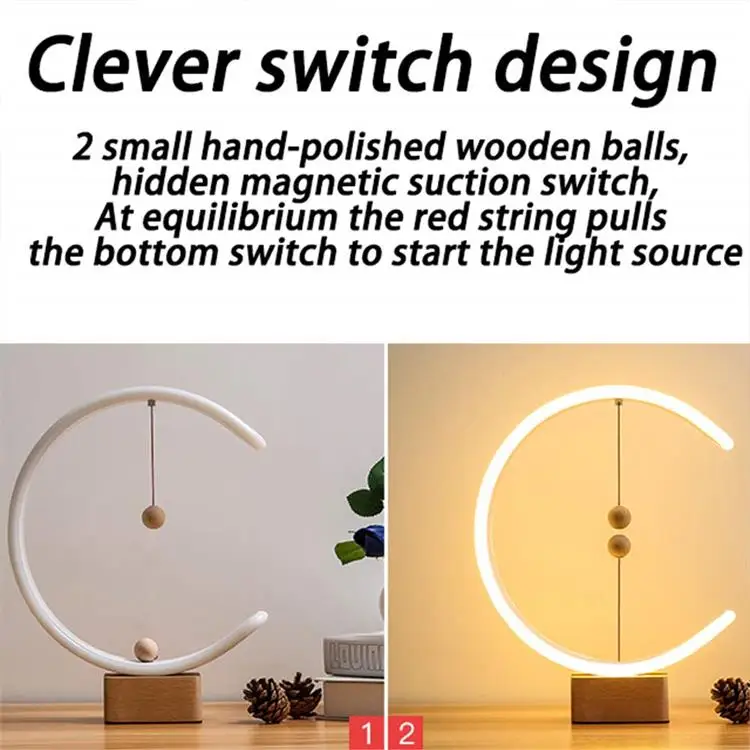 Прямая поставка, Светодиодный настольный светильник с-образной формы, Heng Balance Lamp, светодиодный, средний, воздушный, магнитный переключатель, лампа, USB, умное украшение жизни для спальни