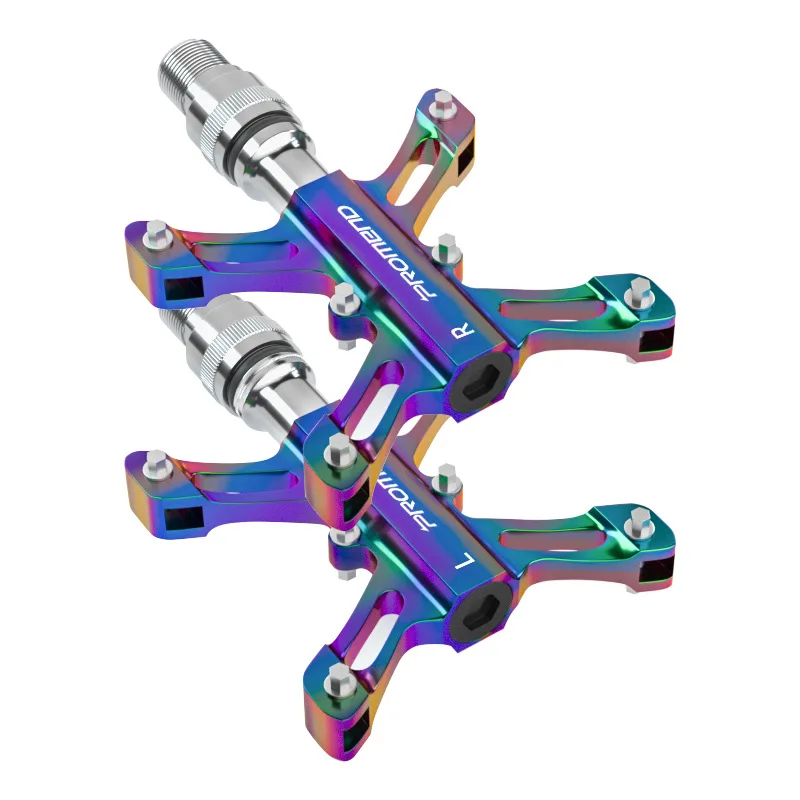 

PROMEND Colorful Electroplating Belt Quick Release Bicycle Pedal Aluminum Alloy Folding Ultralight Pedal Road Bicycles PD-F57QY