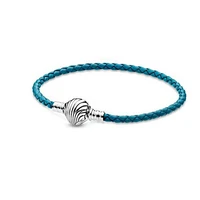 2020 new silver plate bracelet seashell clasp braided leather bracelet women jewelry
