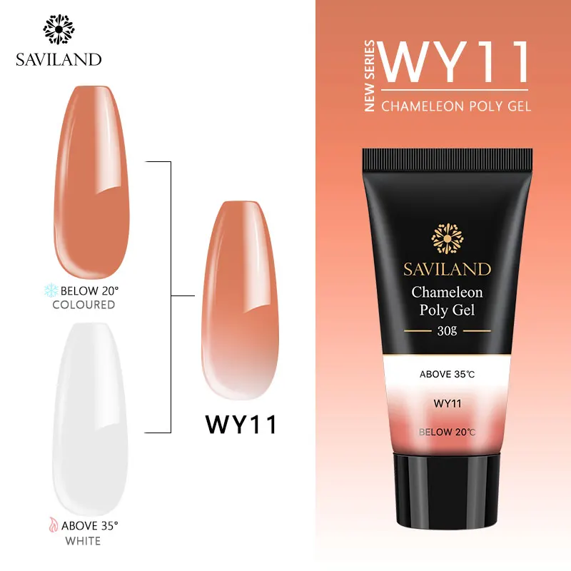 WY11 SAVILAND 30 мл изменение температуры поли гель термальный быстрое строительство акриловый поли гель замочить от УФ светодиодный строительный Гель-лак для нейл-арта - Цвет: WY11