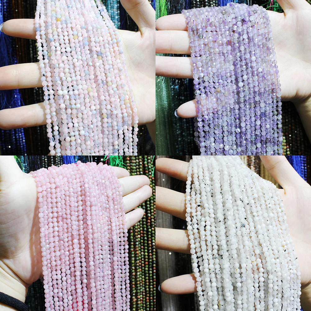 Бусины из натуральных полудрагоценных камней Моргана аметист белые хрустальные