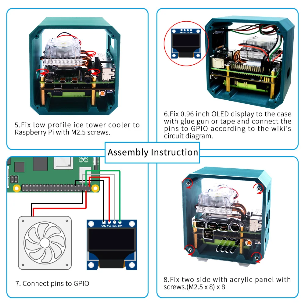 UPS V5 Plus Cover-ups With RTC Power Supply Device Ice Tower 3D Printer Case for Raspberry Pi 4B / 3B+ /3B | Компьютеры и офис