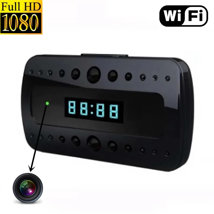 

Настольный домашний будильник 1080P Full HD, Мини Wi-Fi камера с ночным видением и дистанционным управлением, камера няни 2 Мп, IP мини-камера безопас...