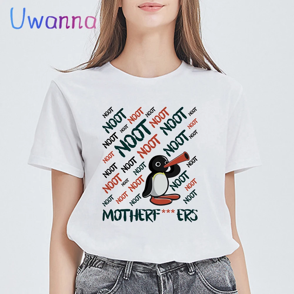 

T Shirt Women Funny Gossip Print Pretty Oversize Tshirt Female Fashion Kawaii Penguin T-shirt Harajuku Cute Cartoon Tops Tee