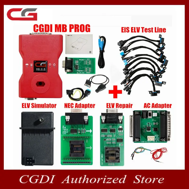 CGDI Prog MB For Benz Support All Key Lost Fastest Add Key With ELV Adapter&Simulator&AC Adapter&EIS ELV Original CGDI For Benz