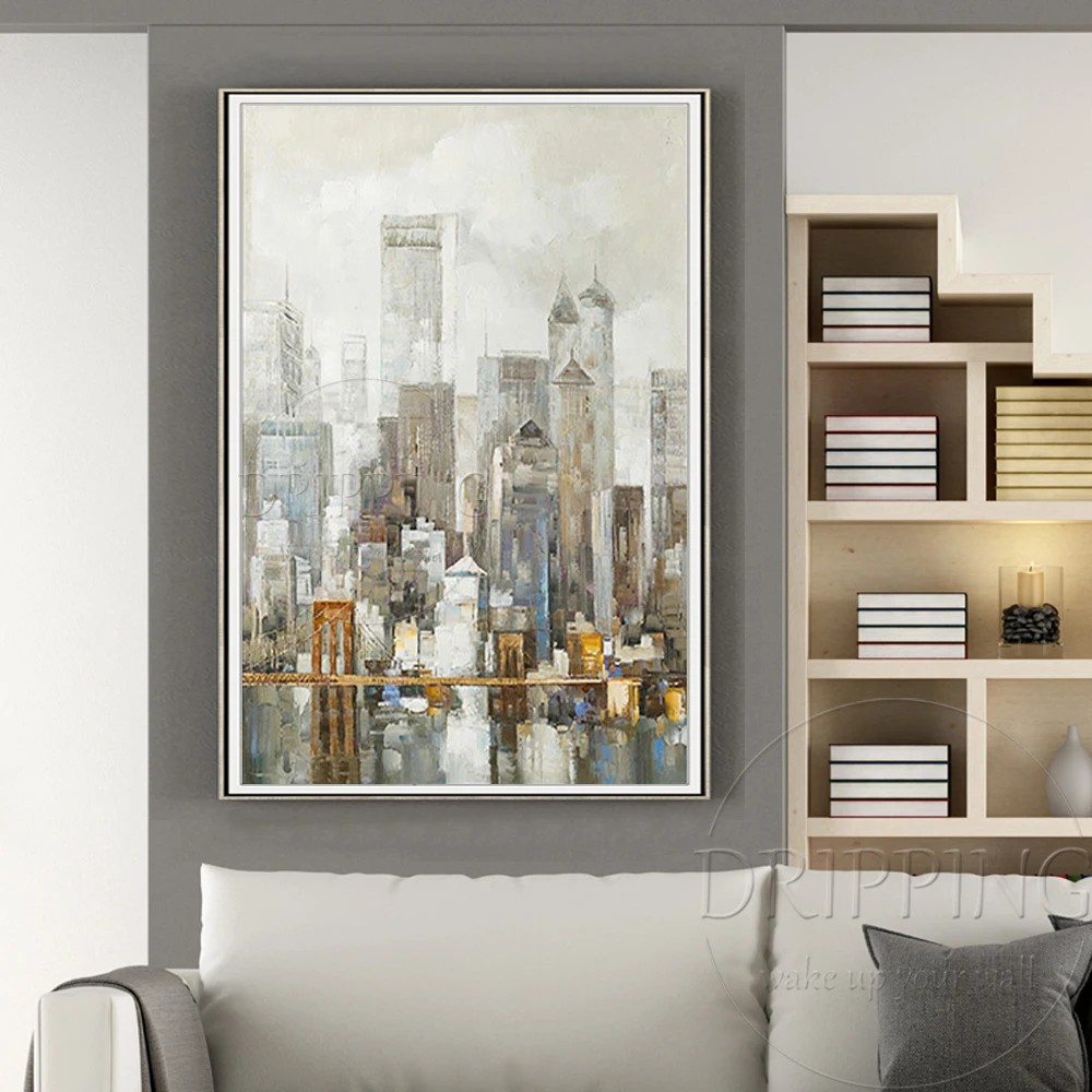 Профессиональный художник ручная роспись абстрактные небоскребы городская