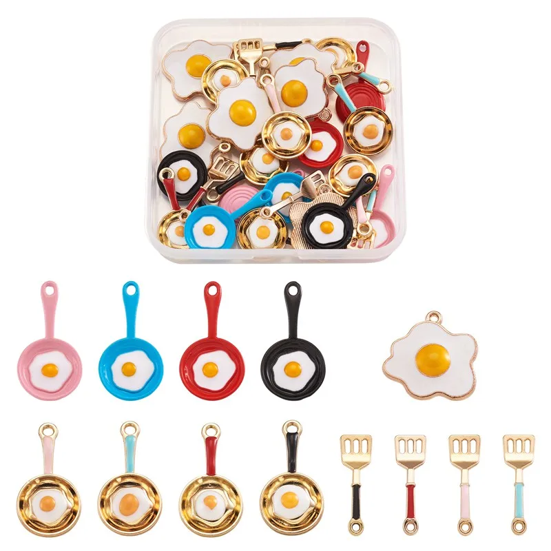

30pcs/box Alloy Enamel Pendants Kitchen Egg Food Theme for Jewelry Making DIY Earring Necklace Accessories Finding