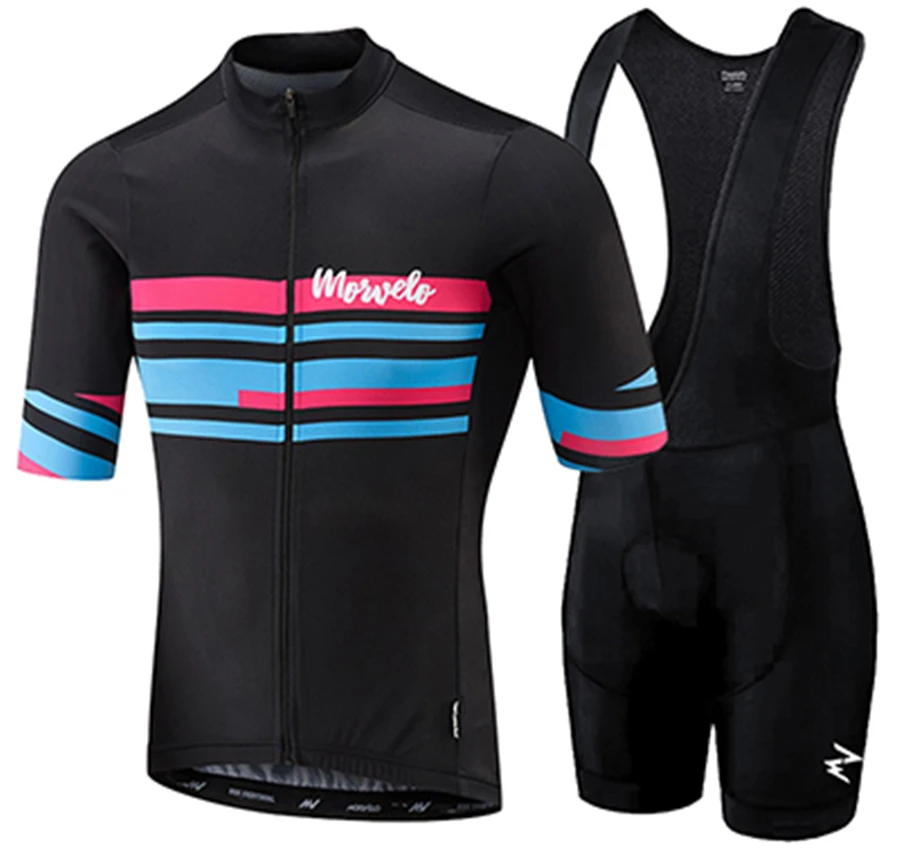 Morvelo Men Summer Clothing cycling Clothes kits short sleeve bib shorts men's Breathable Bib Shorts maillot ciclismo set