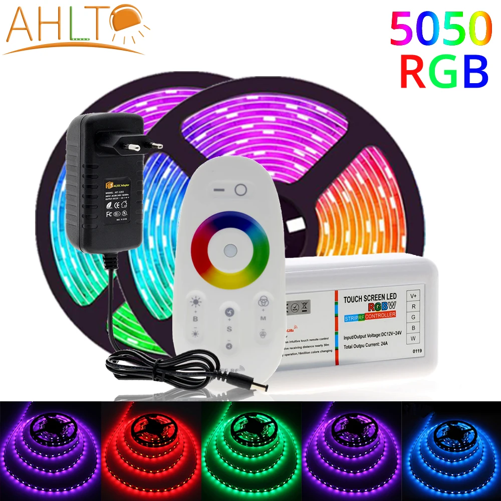

Неоновая СВЕТОДИОДНАЯ лента SMD 5050 RGB DC 12 В, 5 м, водонепроницаесветильник световая лента с переменным цветом, пульт дистанционного управления...