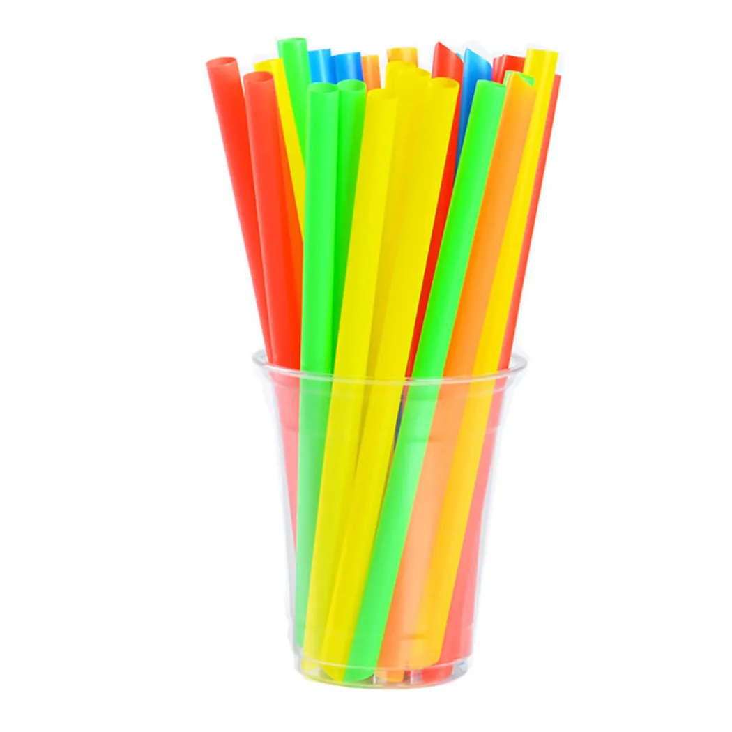 

100PCS Disposable Straws 190mm Longth Bubble Tea Colorful Oversized Straw