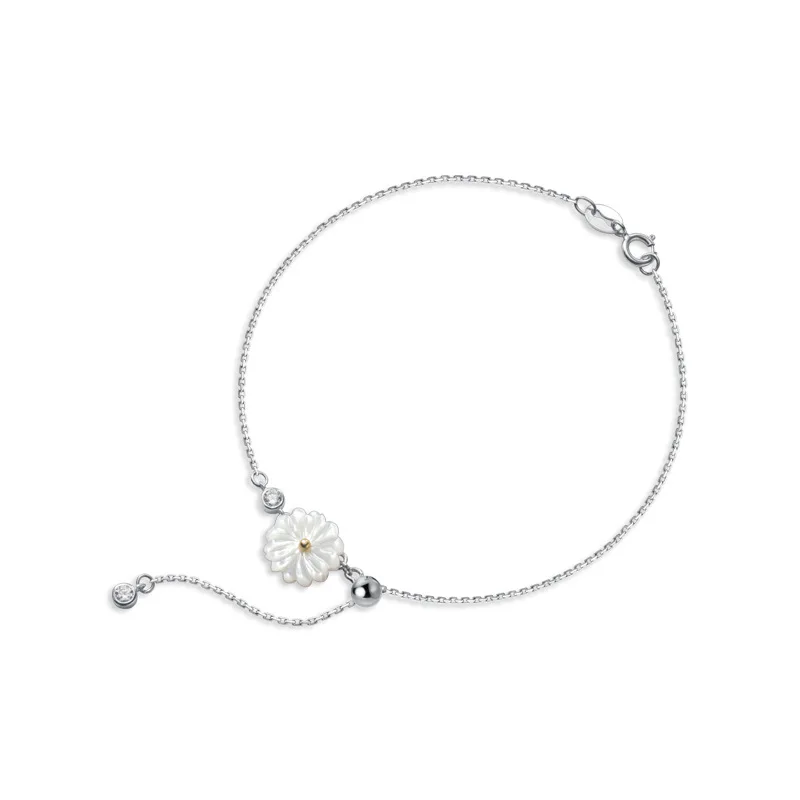 

MloveAcc 925 Sterling Silver Shell Daisy Charm Bracelet for Women Bracelet & Bangle Wedding Jewelry Party