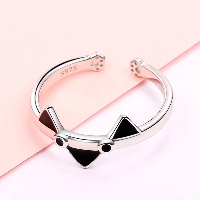 Strollgirl новые 925 пробы серебро милый кот кольца с эмалью изображением животного