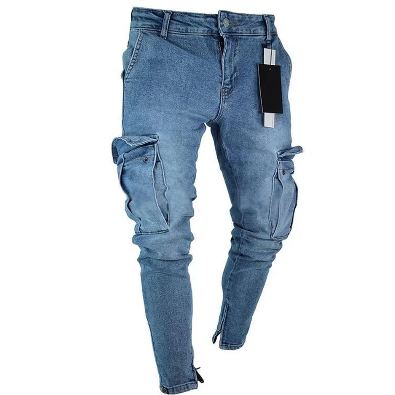 Autumn Men Jeans Casual Pants 2021 New Fashion Frayed Slim Fit Long Denim Pants Hole Jeans