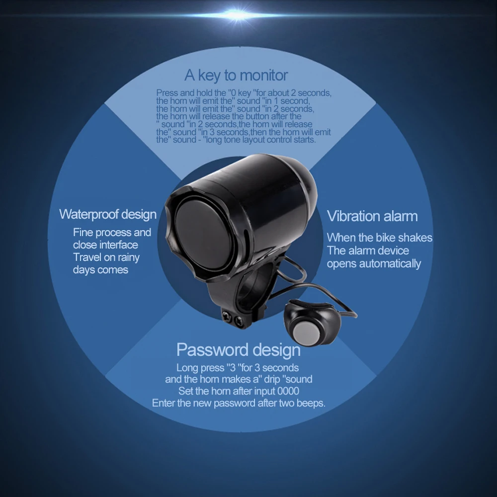 Водонепроницаемый громкий Велоспорт электрический велосипедный гудок пароль