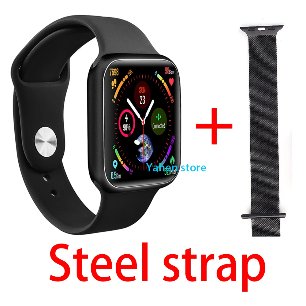 Black 2 straps Смарт-часы P90, монитор сердечного ритма, умные часы для мужчин и женщин, для iPhone, Xiaomi, Apple, телефон, монитор сердечного ритма, pk IWO p80 p70 - Цвет: Black 2 straps