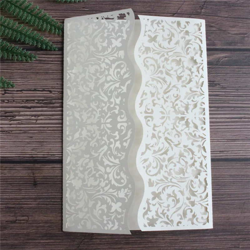 Элегантные свадебные приглашения цвета слоновой кости лазерная резка цветочный