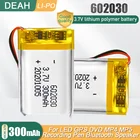 602030 3,7 V 300mAh литиевая полимерная аккумуляторная батарея li-ion Cell для MP3 MP4 GPS DVR DVD LED Lights Razor Bluetooth наушники