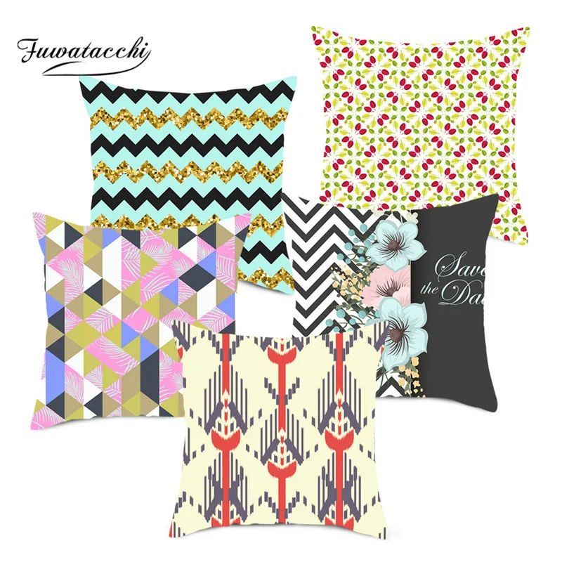 

Fuwatacchi Geometric Irregular Cushion Cover Home Decorative Pattern Pillow Case Bedroom Sofa Soft Striped Throw Pillow Covers