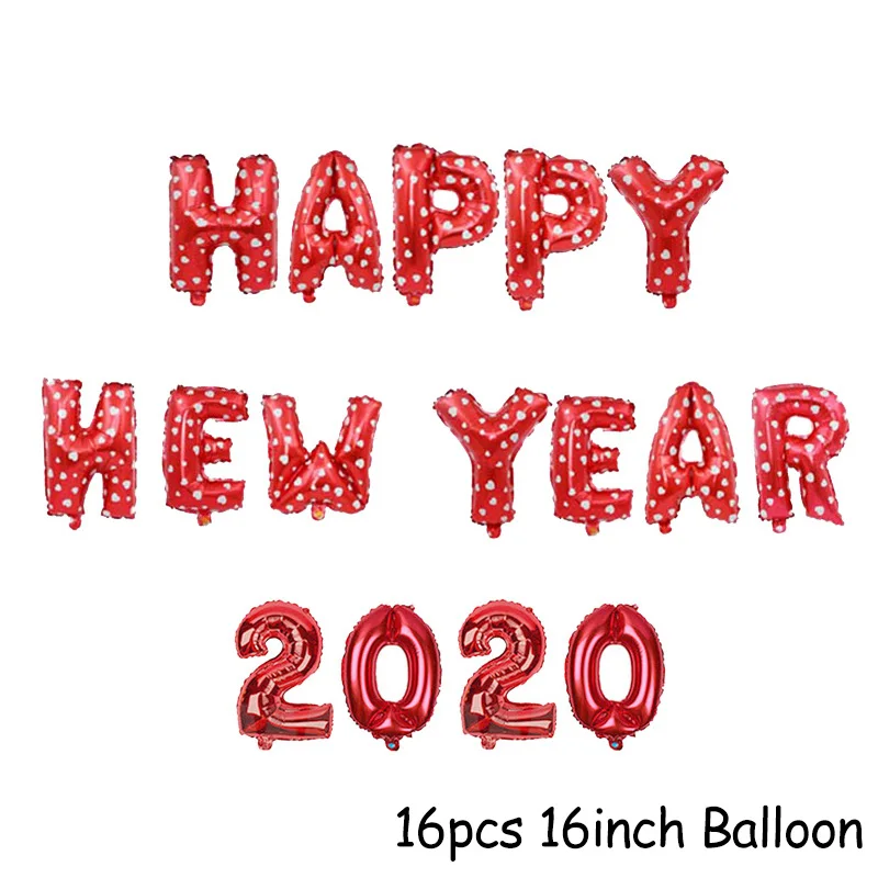 16pcs Balloons Фоторамка с новогодним декором воздушные шары из фольги новогодние Вечерние Декорации шариковые шары с цифрами - Цвет: 16pcs Balloons