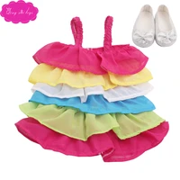 18 inch girls doll dress lovely princess lace gown with shoes american newborn skirt baby toys fit 43 cm baby dolls c359