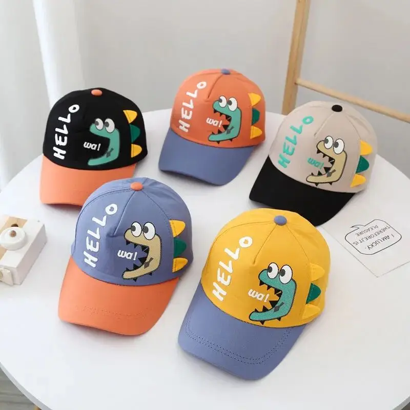 

Spring New Kids Boy Girl Baseball Caps Cartoon Dinosaur Hat For Children's Snapback Hats 1-2-3-4 Years Adjustable Unisex Visors