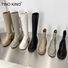 Женские высокие сапоги из мягкой искусственной кожи, Осенняя обувь на толстой подошве, на платформе, до колена, однотонные женские сапоги, 2021