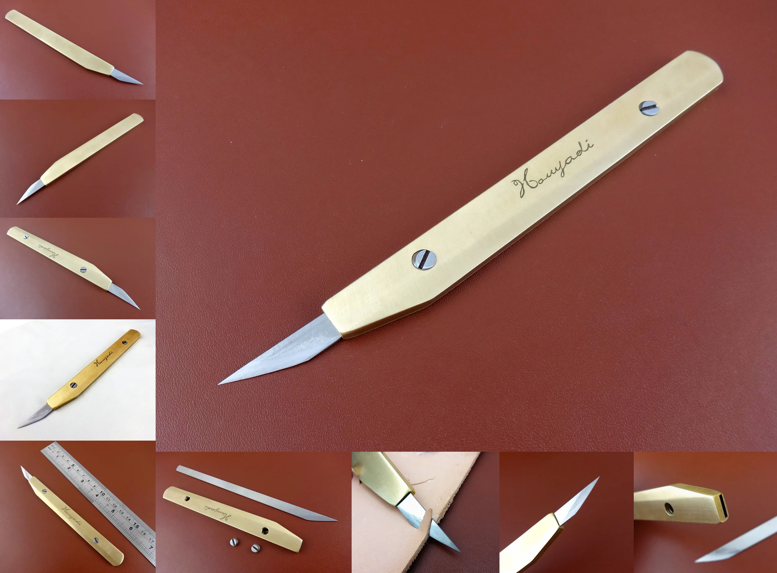 Нож для кожевенного ремесла во французском стиле латунная ручка ножа угловой