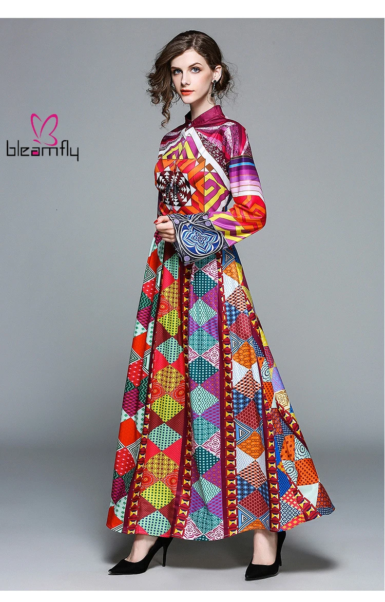 2019 женское осеннее винтажное Сексуальное Платье макси с круглым вырезом и