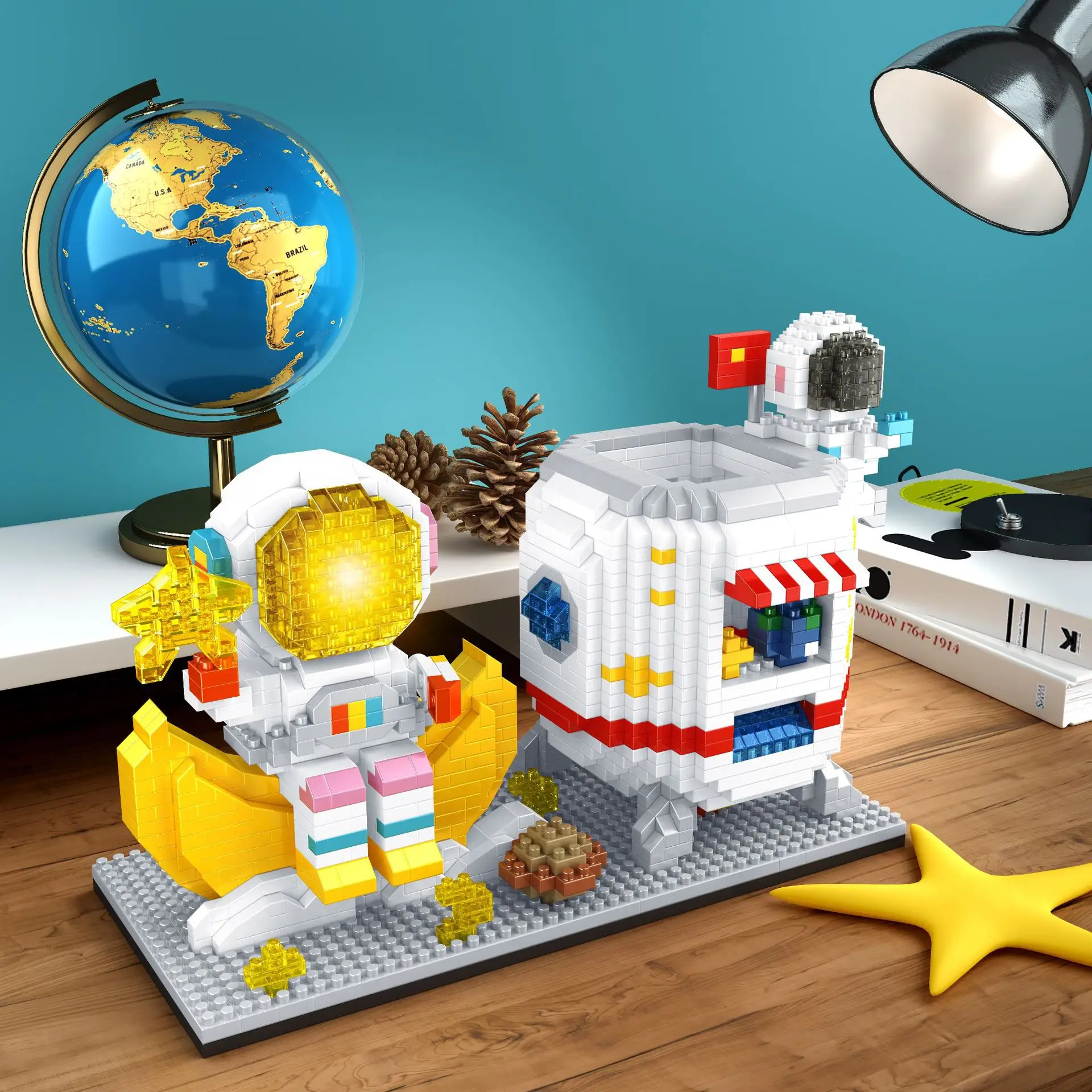 1488PCS וחלל אסטרונאוט אלקטרוני אבני בניין צעצוע תואם MOC DIY בלוקים צעצועים לילדים חבר מתנות עם אור