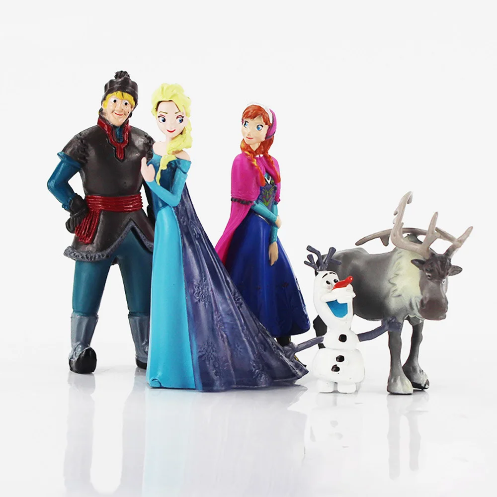 5Pcs/Lot Disney Frozen Anna Elsa Kristoff Sven Olaf PVC Action Figures Model Dolls Collection Birthday Gift Kids Toys