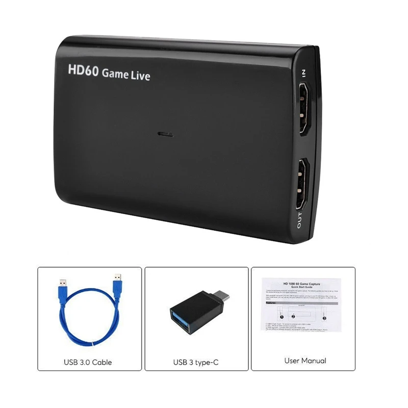 

USB 3.0 1080P 4K HD Video Capture HDMI Game Capture Card with MIC Suitable for Game Live Broadcasts Video Recording