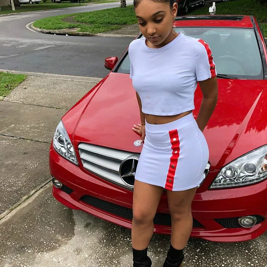 

Sets with A Dress Summer Women's Fashion Sexy Round Neck Short Skirt Suit Kpop Clothes Skirts Womens 2021 Women Outfit