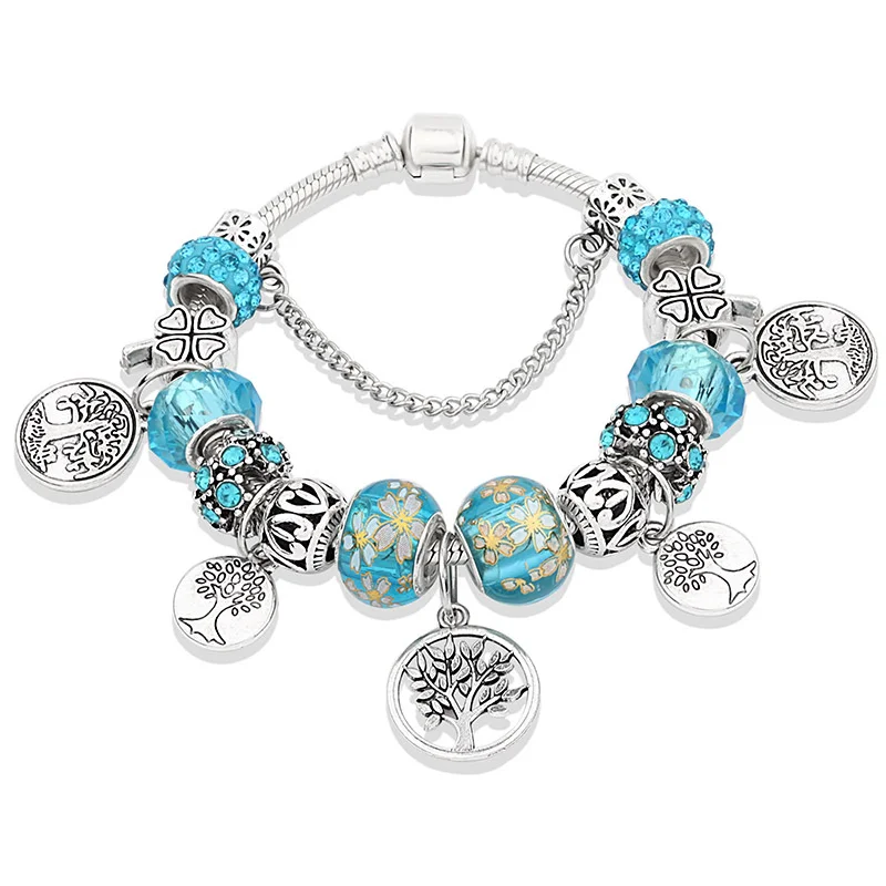 

Colorful Handmade Glass Tree Of Life Pendants Bracelets Bangles Gift Fit Original Charms Pando-Style Beads For Jewelry Making