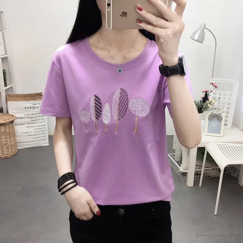 GEJIAN2019 New Women's Large Size Loose Thin Round Neck Short-Sleeved T-Shirt Female Slim Casual Fashion Letter Graphic | Женская
