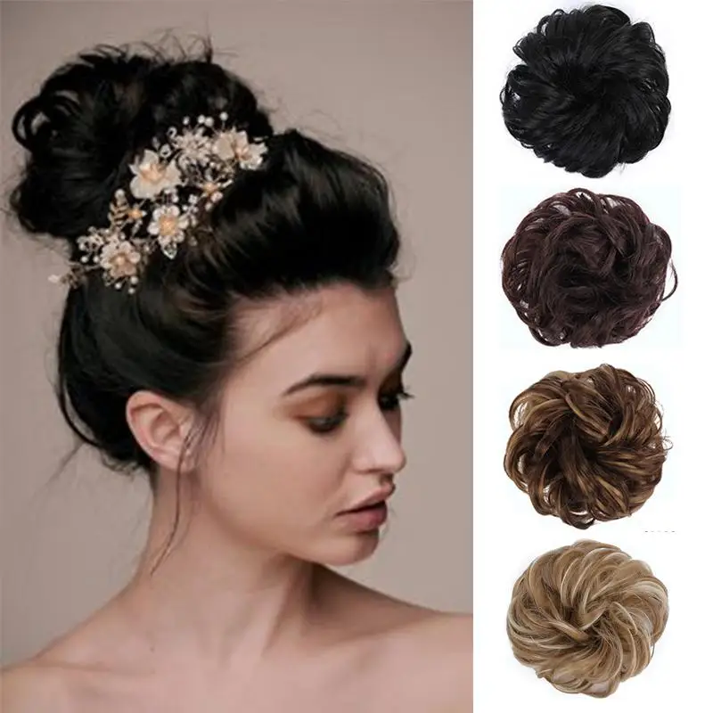 

New Concubine Store Synthetic Chignon With Elastic Band Hair Curls Wig Messy Multicolor Bun Wig Women's Wig Extension Black Gold
