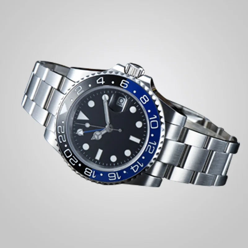 Автоматические Мужские часы 40 мм GMT синие и черные аналогичные сапфировое стекло