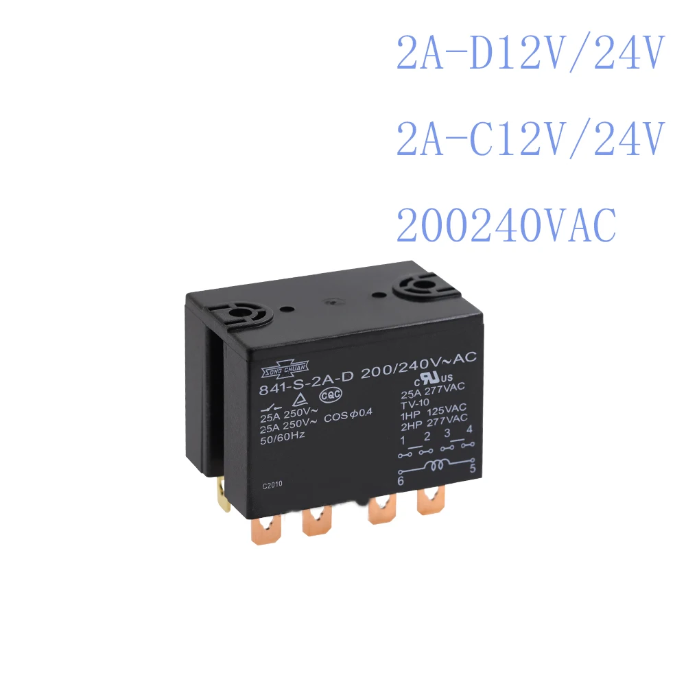 2 шт./лот 100% новое реле 841-S-2A-D 841-S-2A-C 841 S 2A D C 25A 6PIN 12V 24V 200/240VAC два комплекта нормально
