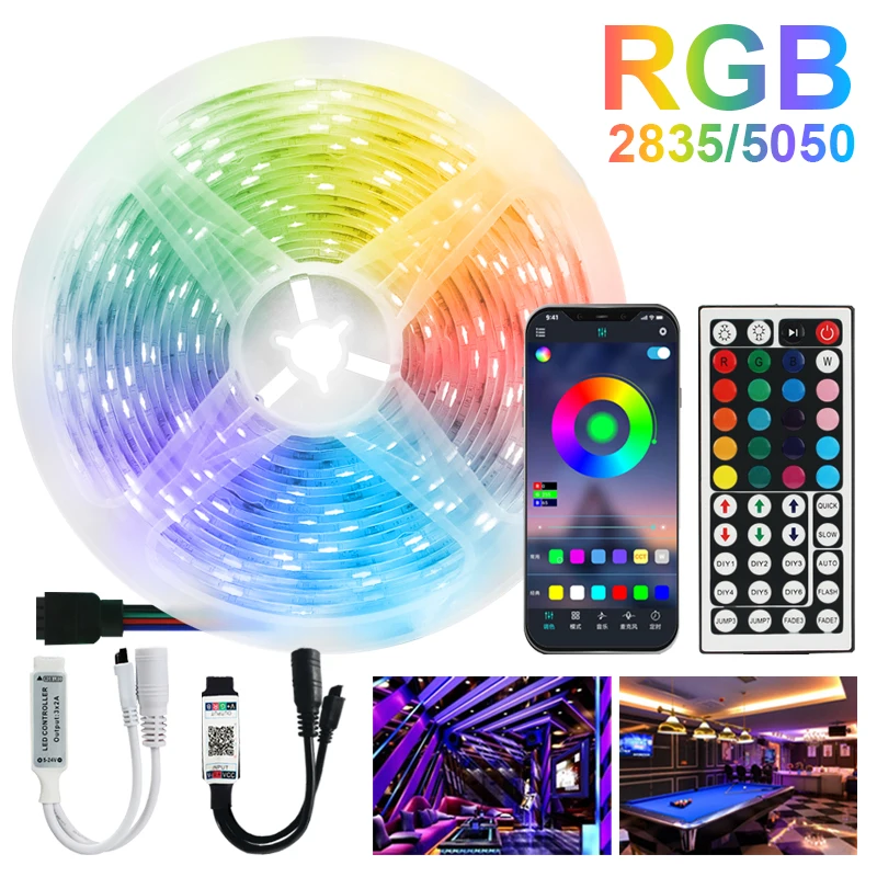 Светодиодный полосы света Цвет DC12V 5 м 10 15 20MRGB 5050 SMD 2835 Водонепроницаемый Wi Fi гибкая
