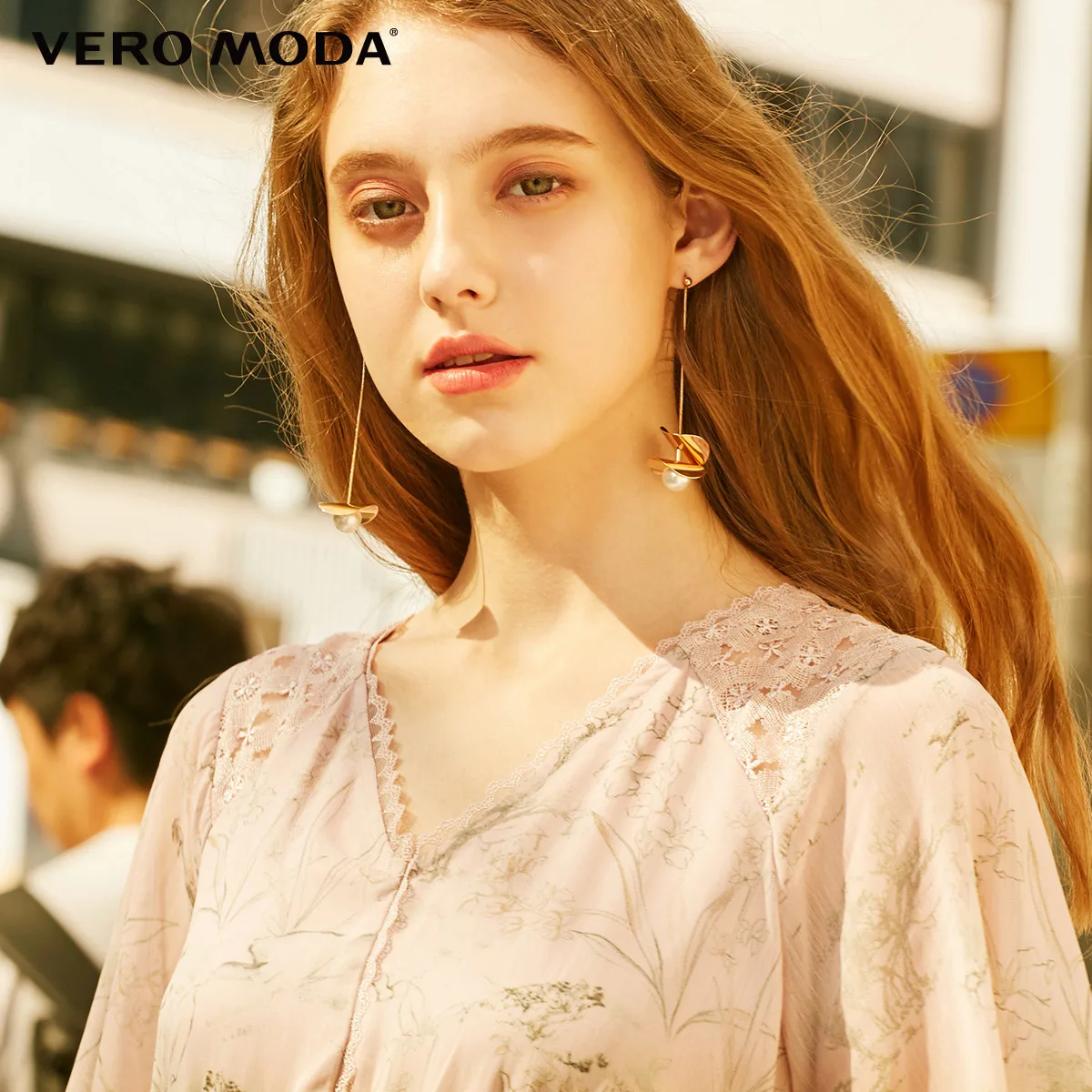 Vero Moda женское кружевное шифоновое платье с 3/4 рукавами и принтом | 31917C549