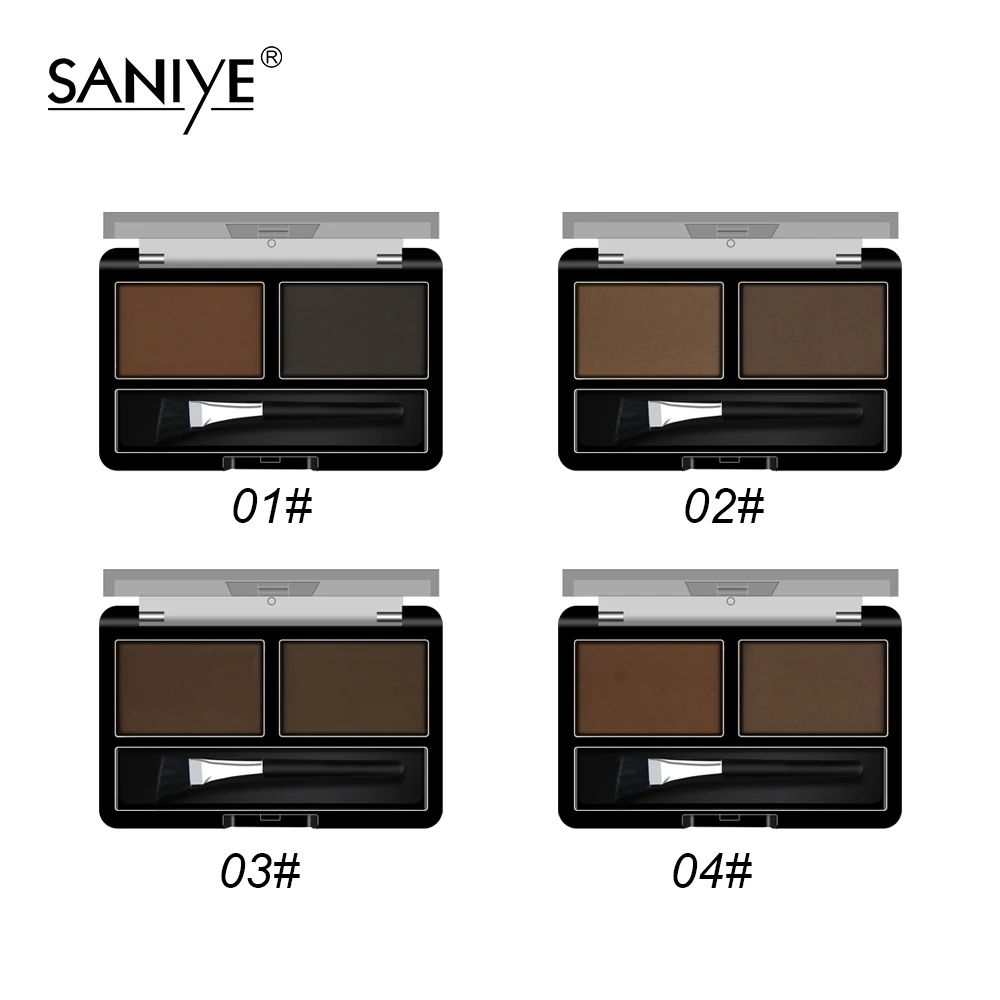SANIYE 2 Colors Eyebrow Powder Palette Eye Brow Enhancer Professional Waterproof Makeup Eye Shadow With Brush E0220