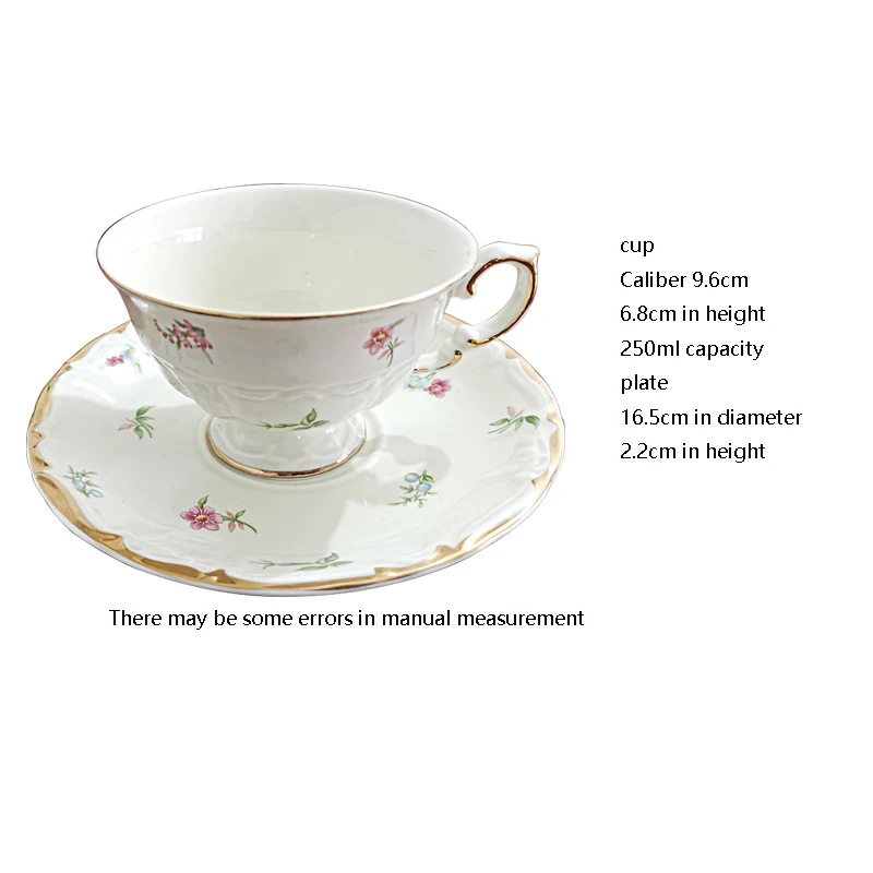 

Coffee Cup Korean Retro Creamy Yellow Pastoral Floral Tracery Gold Ceramic English Afternoon Dessert Flower Tea Cup and Saucer